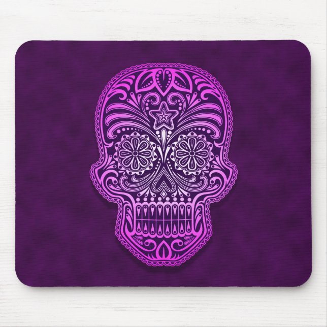 Decorative Sugar Skull – purple Mouse Pad (Front)