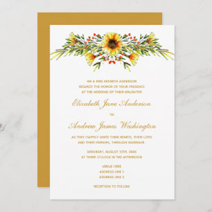 Decorative Summer Flowers Wedding Invitation