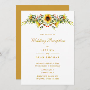 Decorative Summer Flowers Wedding Reception Invitation