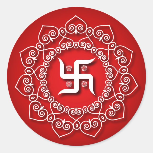 Decorative Swastika  Design Classic Round Sticker (Front)