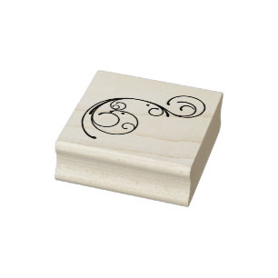 Decorative Swirl and Dots Rubber Art Stamp