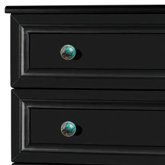 Decorative Teal Gold Marble Orb Ceramic Knob