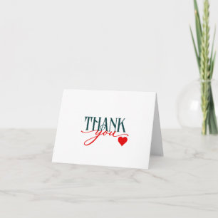 Decorative THANK You with Red Heart Holiday Card