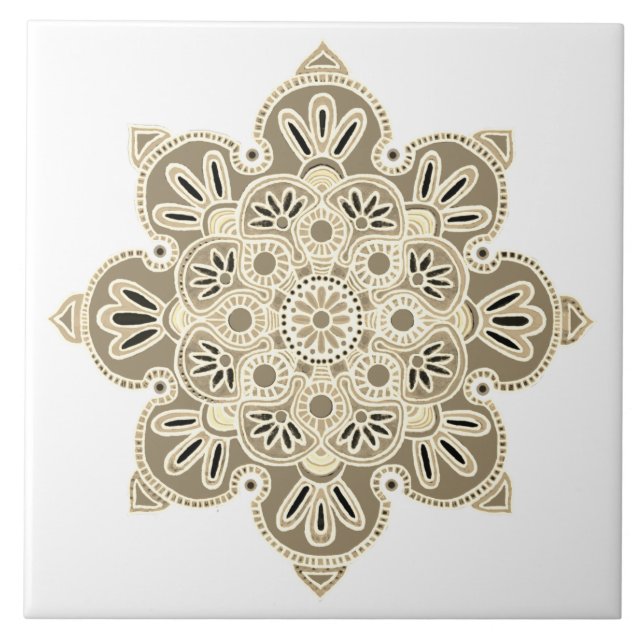 Decorative tile Medallion tan shades (Front)