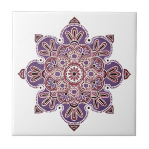 Decorative tile muted purple and mauve medallion