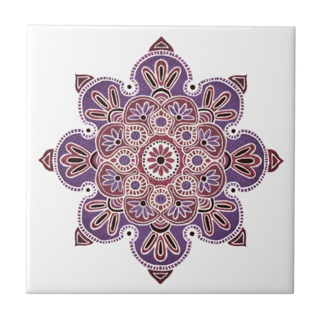 Decorative tile muted purple and mauve medallion (Front)