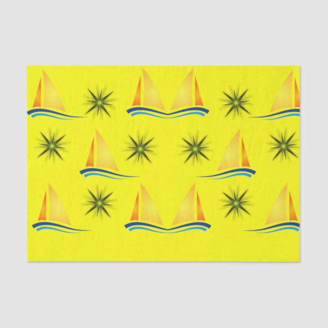 Decorative tissue paper sailboats yellow (Front)