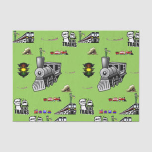 Decorative tissue paper trains