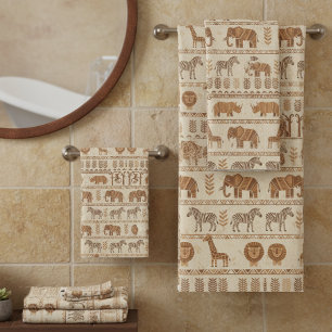 Decorative Tribal Border Safari ID1243 Bath Towel Set