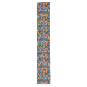 Decorative Turquoise "Epochal Symmetry" Table Runn Long Table Runner