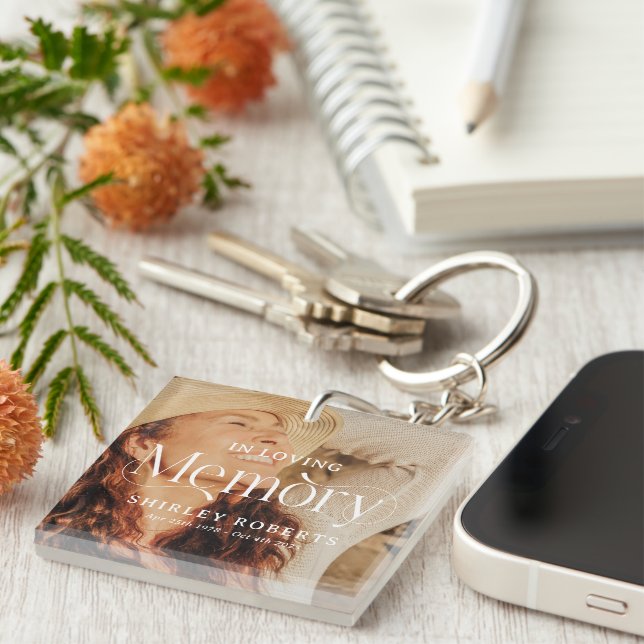 Decorative Typography Photo Sympathy Key Ring (Front Right)