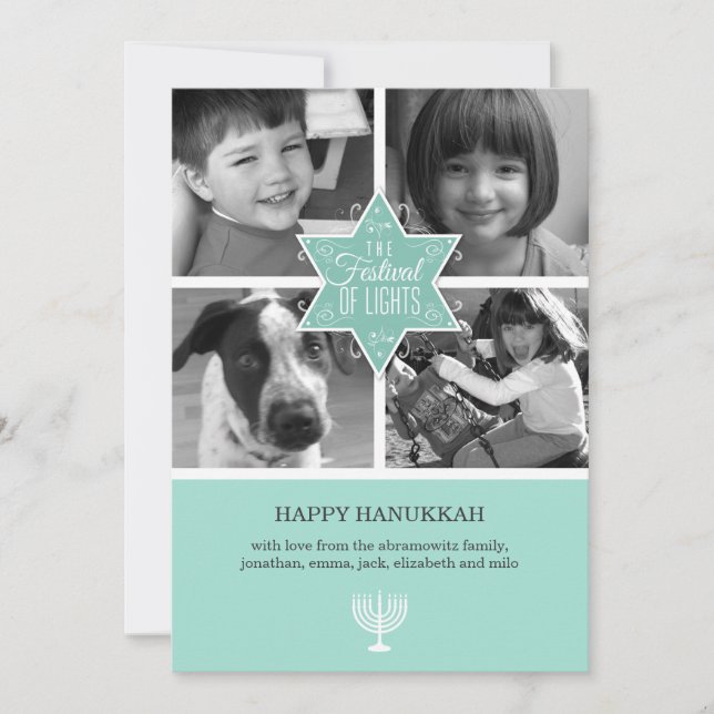 Decorative Typography Star of David Hanukkah Holiday Card (Front)