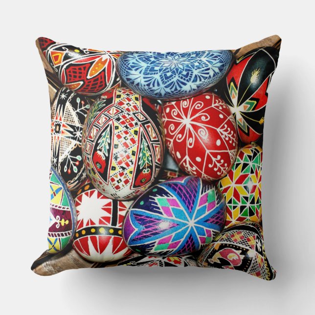 Decorative Ukrainian Easter Eggs Cushion (Front)