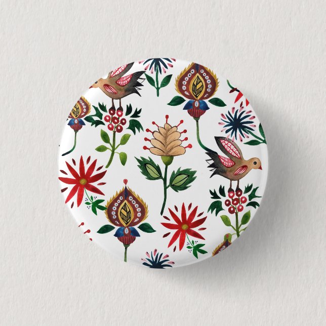 Decorative Ukrainian Flowers 3 Cm Round Badge (Front)