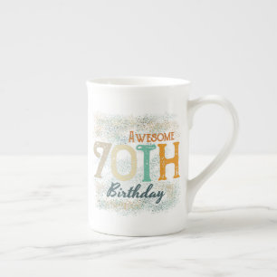 decorative vintage awesome 70th birthday bone china mug