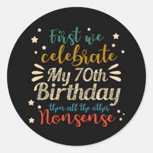 decorative vintage awesome 70th birthday classic round sticker