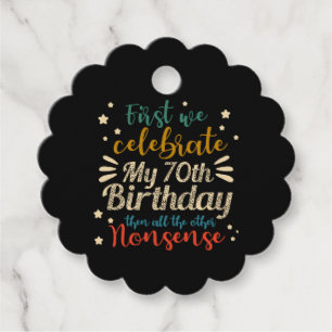 decorative vintage awesome 70th birthday favour tags