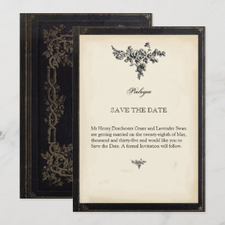 Decorative vintage book themed  save the date
