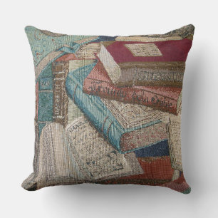 Decorative Vintage Books Background Throw Pillow