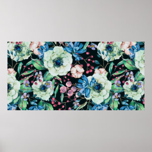 Decorative vintage watercolor natural seamless pat poster