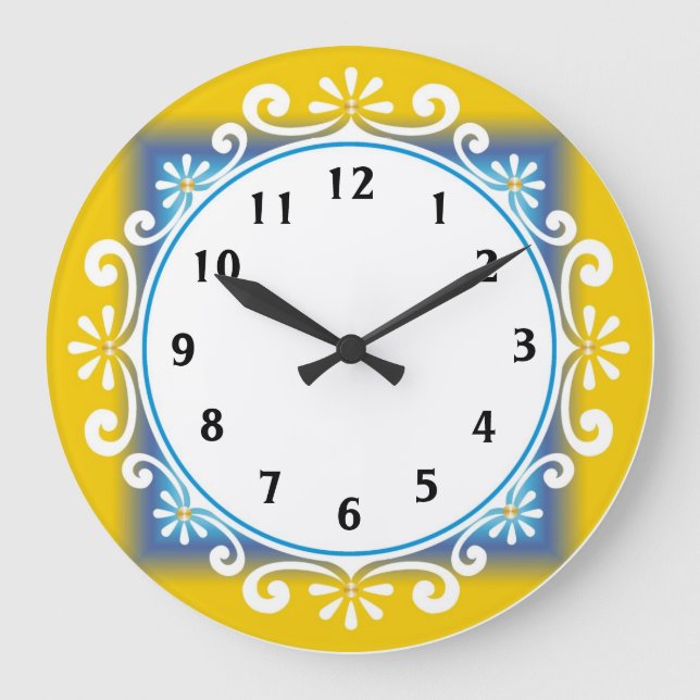 Decorative Wall Clock::Yellow Frame Large Clock (Front)