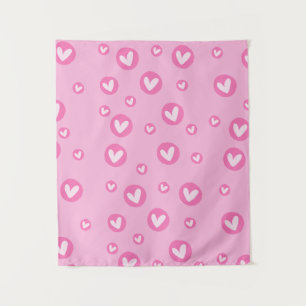 Decorative Wall Rug Hearts Pink Tapestry