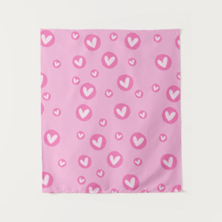 Decorative Wall Rug Hearts Pink Tapestry