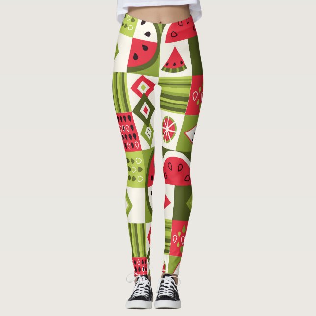 Decorative Watermelon Elements Art Print Leggings (Front)