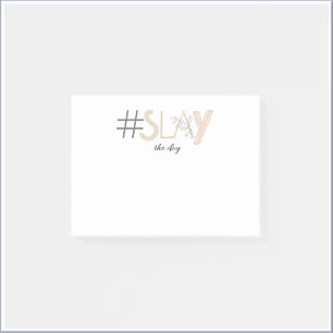Decorative White & Beige SLAY the Day Notes