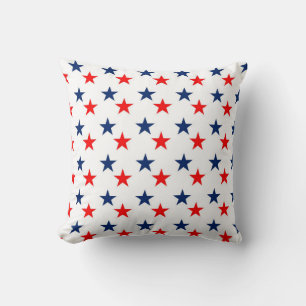 Decorative White Red Blue Stars Cushion
