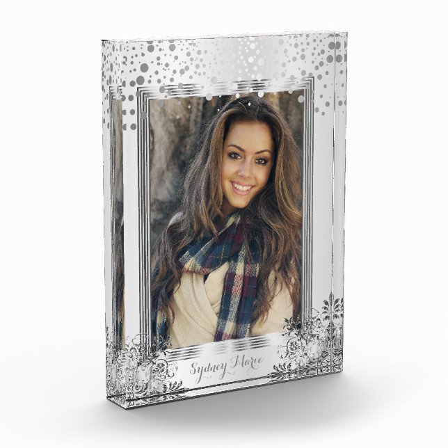 Decorative White & Silver Confetti - DIY Photo Block (Left)