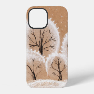 Decorative white trees. Winter branches. A hand-dr iPhone 12 Case