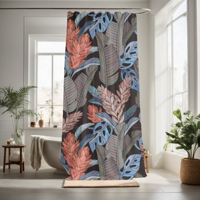 Decorative wild plants leaves  shower curtain (Creator Uploaded)