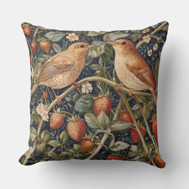 Decorative William Morris Bird Throw Pillow (Front)