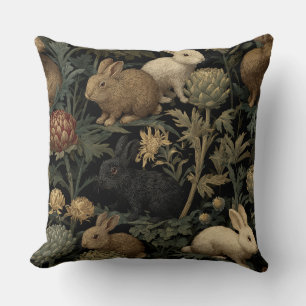Decorative William Morris Bunnies Throw Pillow