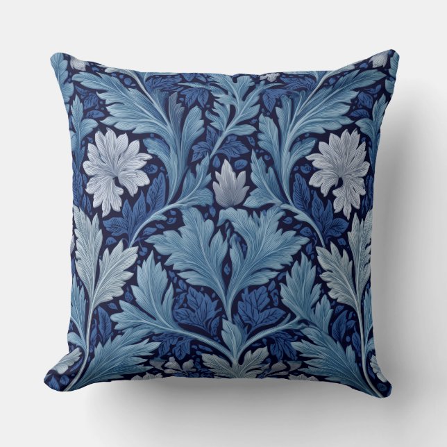 Decorative William Morris Floral Leaf Throw Pillow (Front)