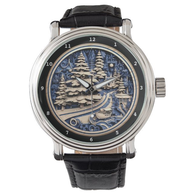 Decorative Winter Scene with Festive Touch Watch (Front)