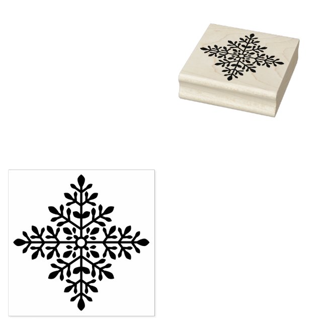 Decorative Winter Snowflake Shape Rubber Stamp (Stamped)