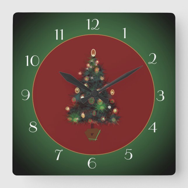 Decorative XmasTree Red /Green> Xmas Clock (Front)