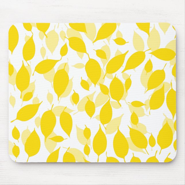 Decorative yellow floral pattern mouse pad (Front)