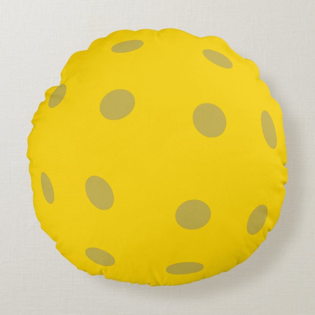 Decorative Yellow Pickleball Gift Round Cushion (Front)