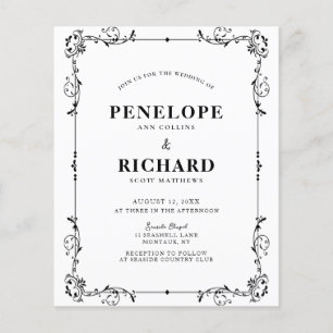 Decoratvie Border Budget Wedding Invitation Flyer