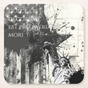 Decorum Est Pro Patria Mori Patriotic Liberty Art Square Paper Coaster