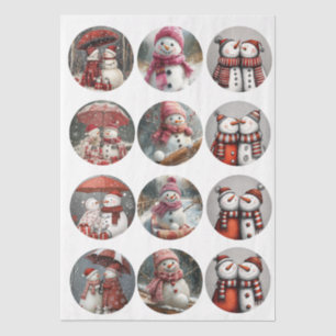 Decoupage 12 Whimsical 4" Coaster Santa Designs  Tissue Paper