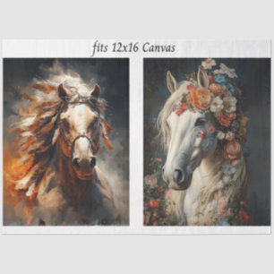 Decoupage 12x16 Horse Duo Stallion Southwestern  Tissue Paper