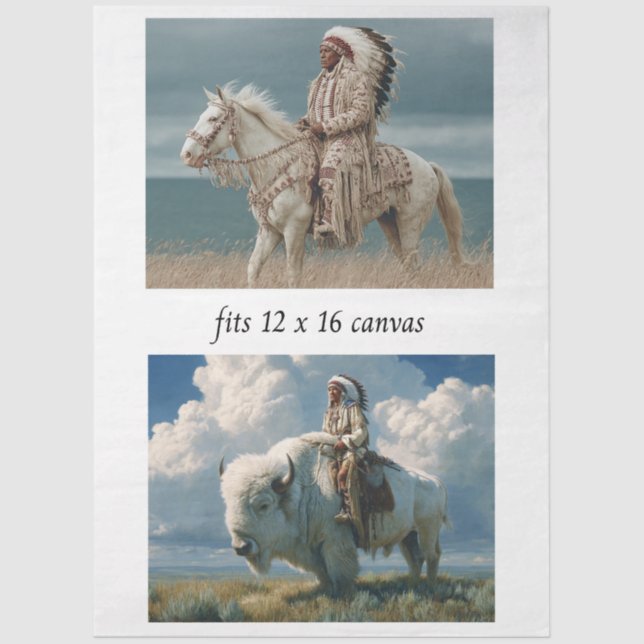 Decoupage 12x16 Native American Indian Designs  Tissue Paper (Front)