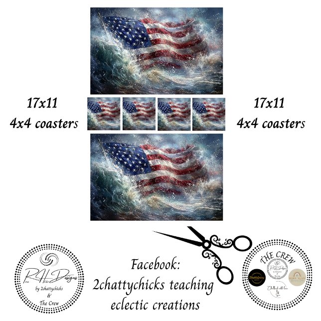 Decoupage 250th American Flag Rising in Ocean  Tissue Paper (Creator Uploaded)