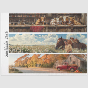 Decoupage 26x6" Handsaw Rustic Wall Art Designs Tissue Paper