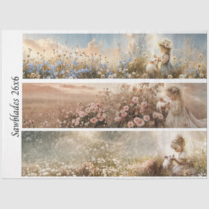 Decoupage 3 Designs Farm Girl & Pig Handsaws Tissue Paper