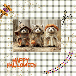 Decoupage 3 Racoon Forest Tricksters & Treats  Tissue Paper